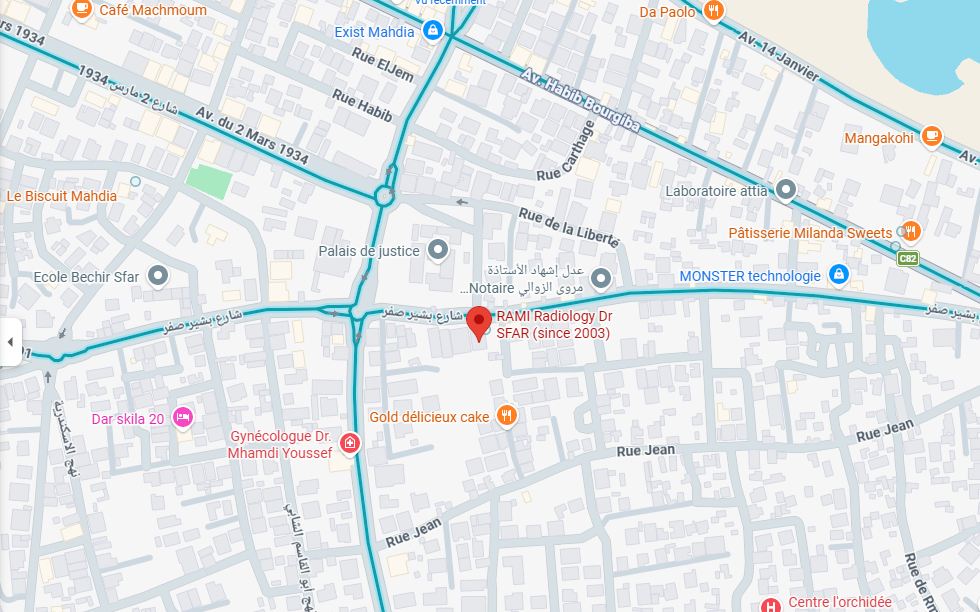 Plan d'accès au Centre RAMI, 122 Av. Bechir Sfar, Mahdia